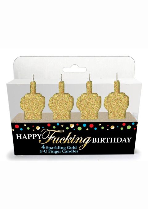 Happy F`n Birthday FU Candles (4 per set) - Gold