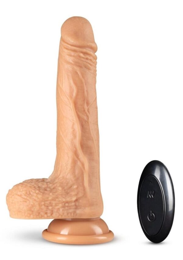 Dr. Skin Silicone Dr. Grey Rechargeable Thrusting Dildo with Remote Control 7in - Vanilla