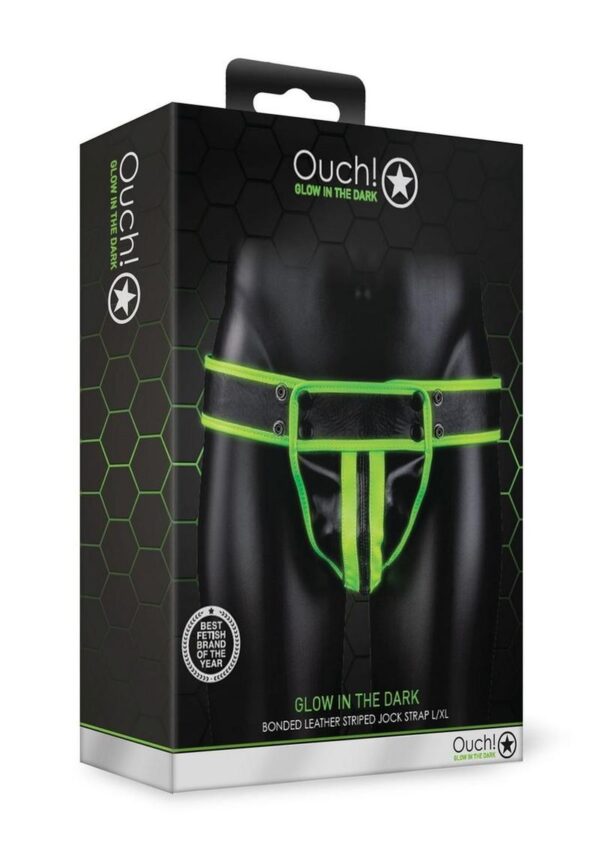 Ouch! Striped Jock Strap Glow in the Dark - Large/XLarge - Green