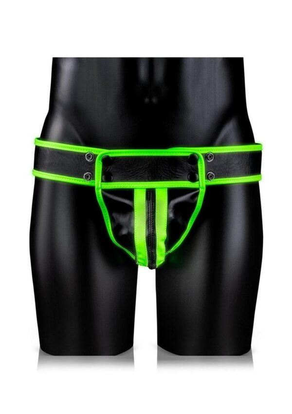 Ouch! Striped Jock Strap Glow in the Dark - Large/XLarge - Green