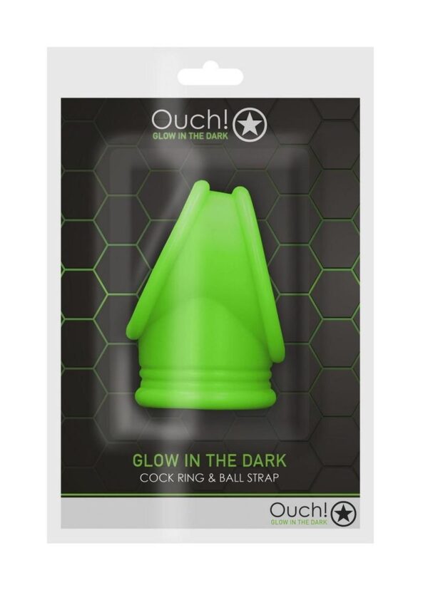 Ouch! Cock Ring and Ball Strap Silicone Separator Glow in the Dark - Green