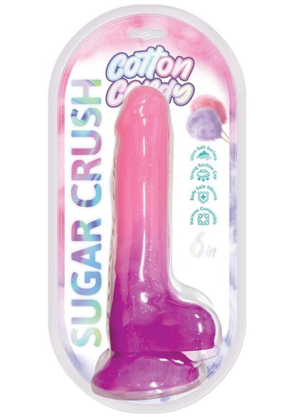 Cotton Candy Sugar Crush Silicone Dildo 6in - Pink/Purple