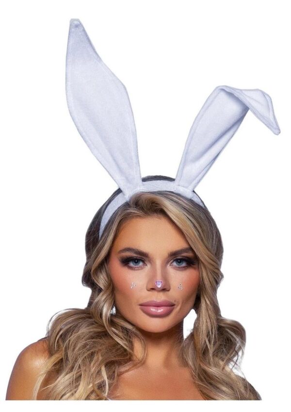 Leg Avenue Bendable Velvet Bunny Ears - O/S - White