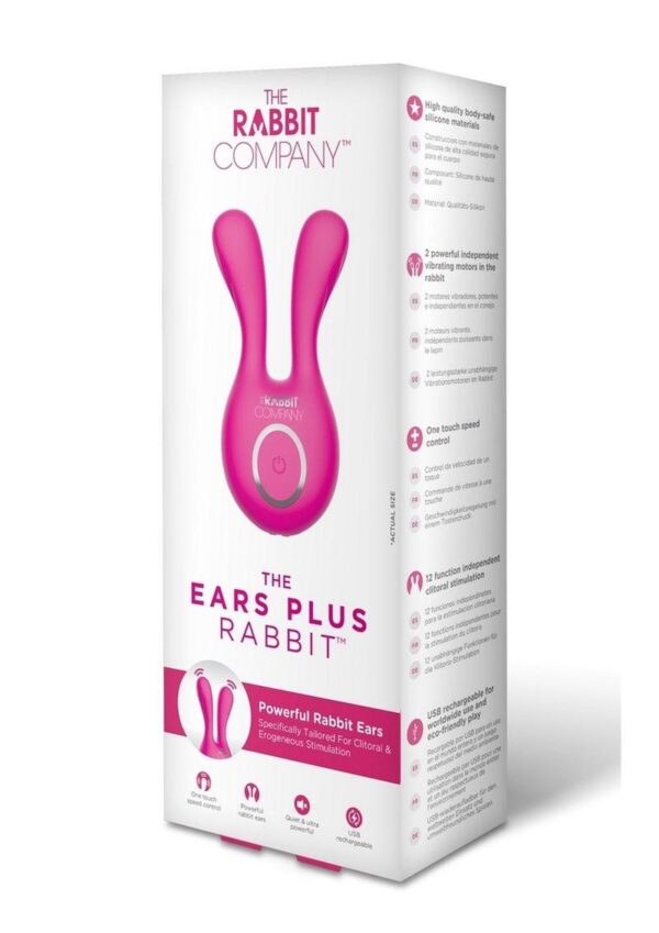 The Ears Plus Rabbit Rechargeable Silicone Stimulator - Hot Pink