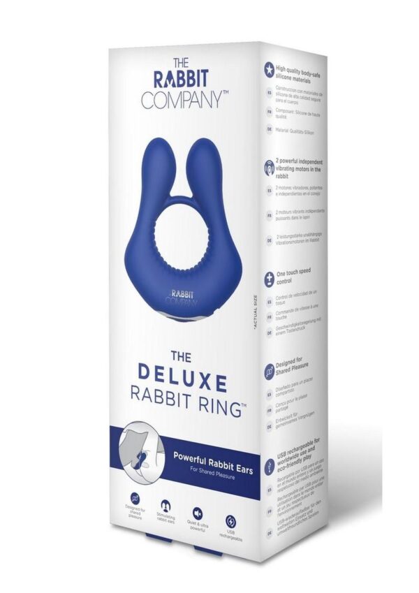 The Deluxe Rabbit Ring Rechargeable Silicone Couples Ring - Navy
