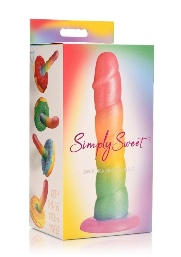 Simply Sweet Swirl Silicone Rainbow Dildo