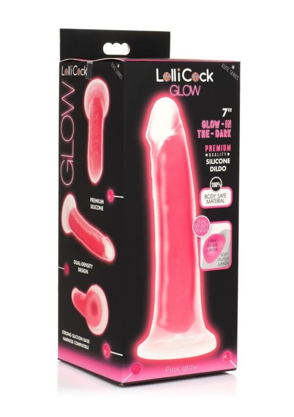 Lollicock Glow in the Dark Silicone Dildo 7in - Pink