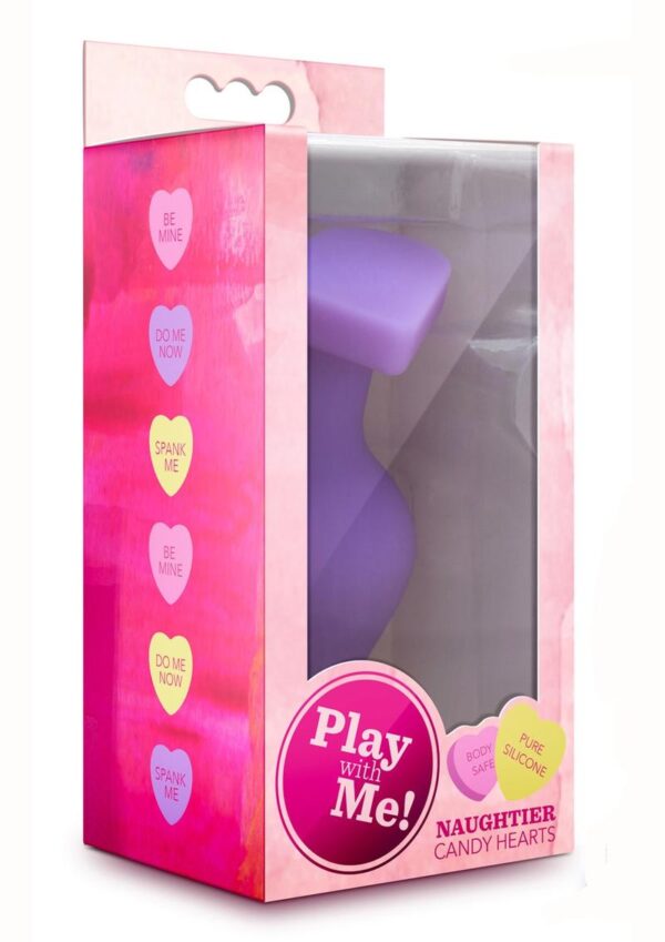 Play with Me Naughtier Candy Heart Fuck Me Silicone Butt Plug - Purple