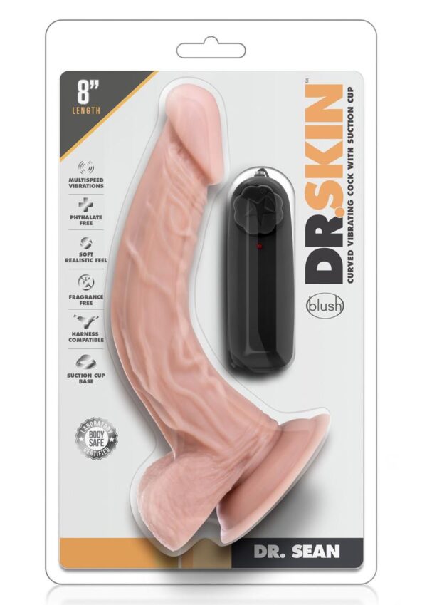 Dr. Skin Dr. Sean Vibrating Dildo with Remote Control 8in - Vanilla