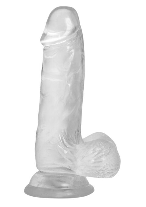 Crystal Addiction Dildo with Balls 6in - Clear