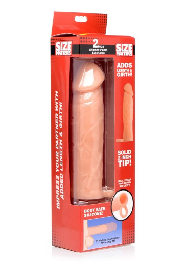 Size Matters Penis Extender Sleeve Silicone 2in - Vanilla