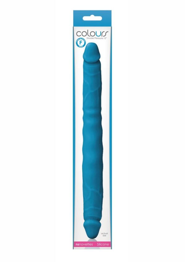 Colours Double Pleasures Silicone Double Dildo 12in - Blue