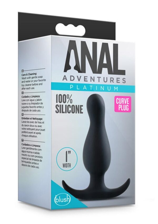 Anal Adventures Platinum Curve Silicone Butt Plug - Black