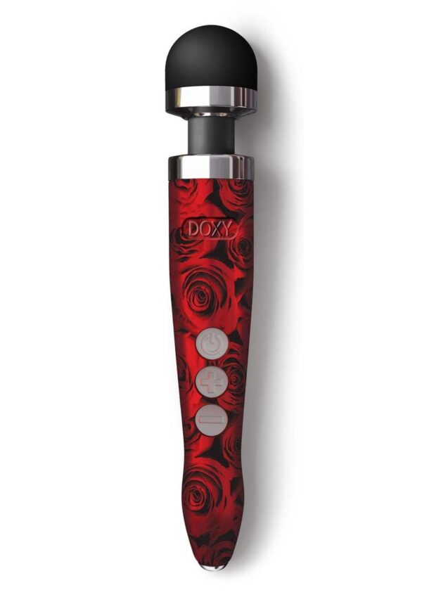 Doxy Die Cast 3R Wand Rechargeable Vibrating Body Massager - Rose Pattern Red/Black