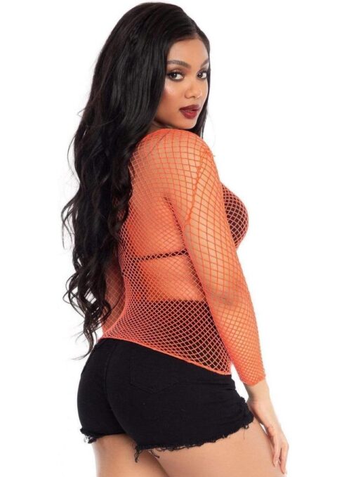 Leg Avenue Spandex Long Sleeved Industrial Net shirt - O/S - Coral