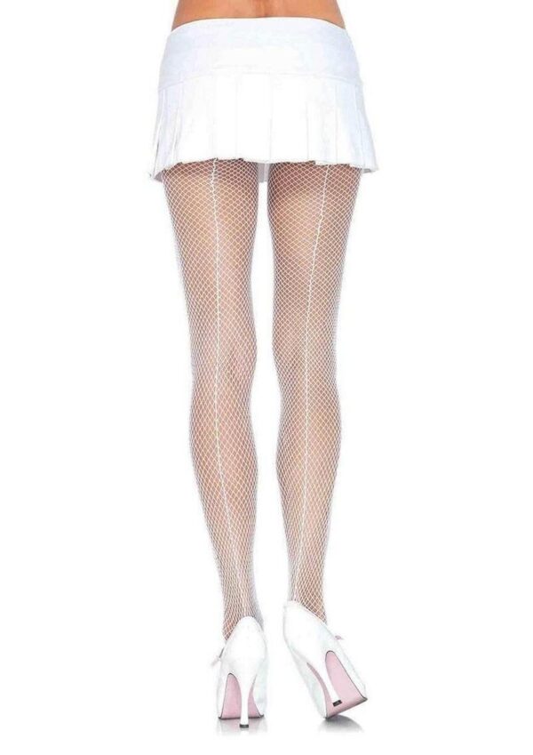 Leg Avenue Fishnet with Back Seam Pantyhose - O/S - White