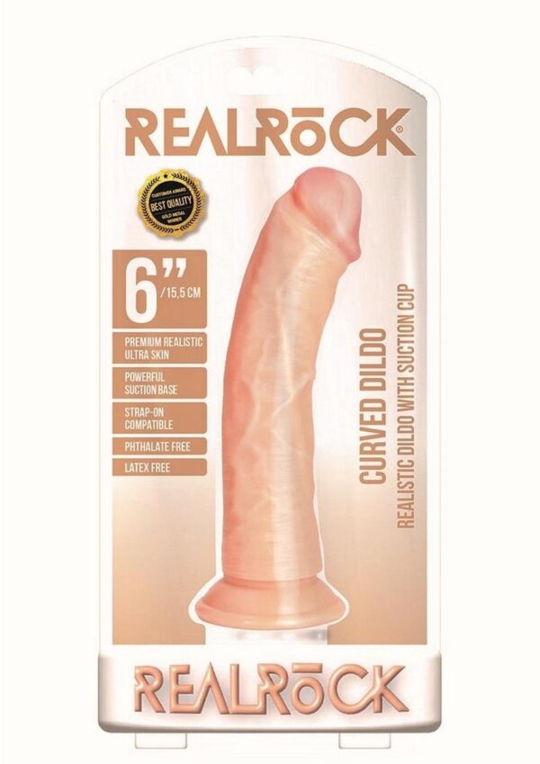 RealRock Curved Realistic Dildo with Suction Cup 6in - Vanilla