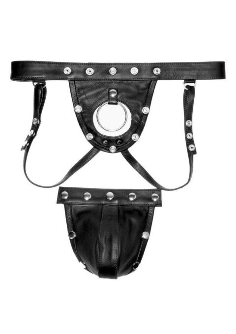 Prowler Red Leather Harness Jock - Medium - Black