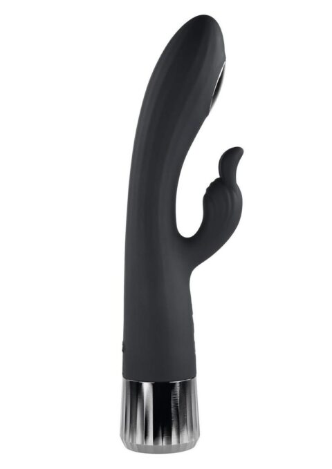 Heat Up and Chill Rechargeable Silicone Heating and Cooling G-Spot Dual Stim Vibrator - Black