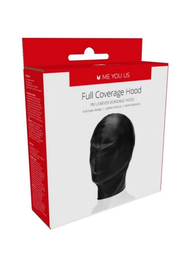 ME YOU US Full Coverage Hood PU Leather Bondage Hood - Black