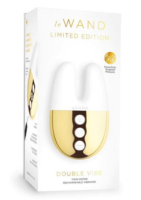 Le Wand Double Vibe Rechargeable Silicone Rabbit Vibrator - White/Gold