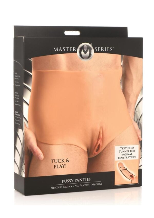 Master Series Pussy Panties Silicone Wearable Vagina/Ass Panties - Medium - Vanilla