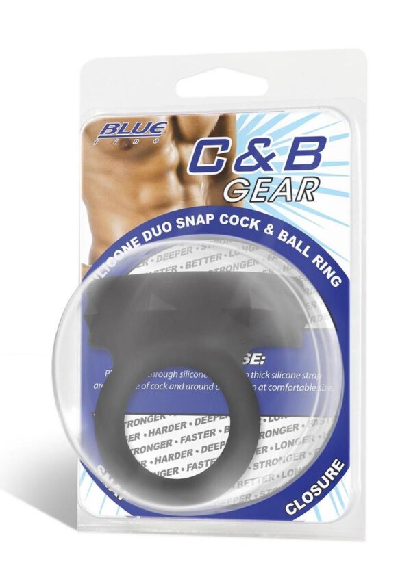 Blueline Silicone Duo Snap Cock and Ball Ring - Black