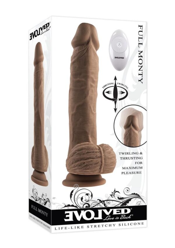 Full Monty Silicone Rechargeable Realistic Dildo with Remote 9in - Chocolate