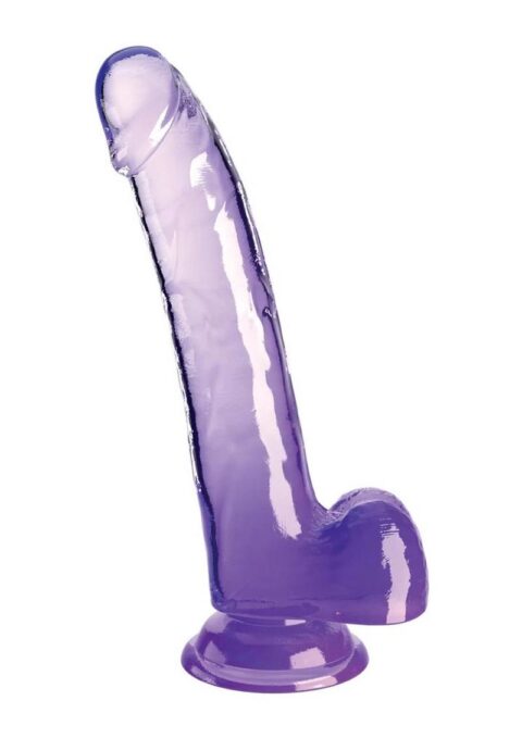 King Cock Clear Dildo with Balls 9in - Purple