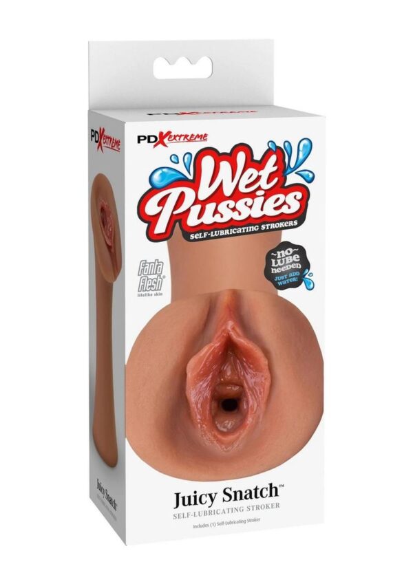 PDX Extreme Wet Pussies Juicy Snatch Self Lubricating Stroker - Caramel