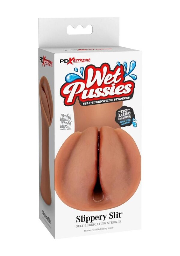 PDX Extreme Wet Pussies Slippery Slit Self Lubricating Stroker - Caramel