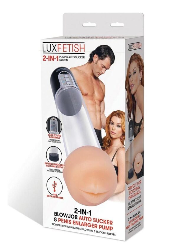 Lux Fetish 2 in 1 Blowjob Auto Sucker and Penis Englarger Pump - Black