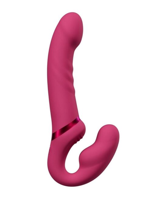 Lovense Lapis Rechargeable Silicone App Control Dual End Strapless Strap-On Vibrator - Magenta