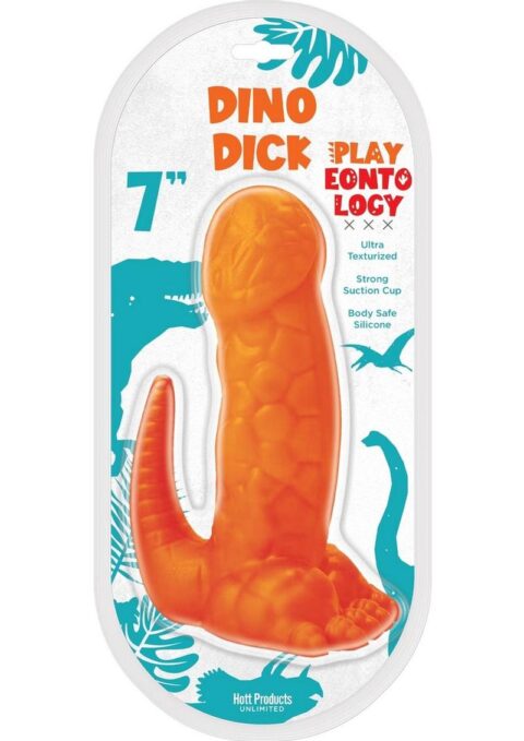 Playeontology Dino Dick Silicone Dildo with Suction Cup 6in - Orange