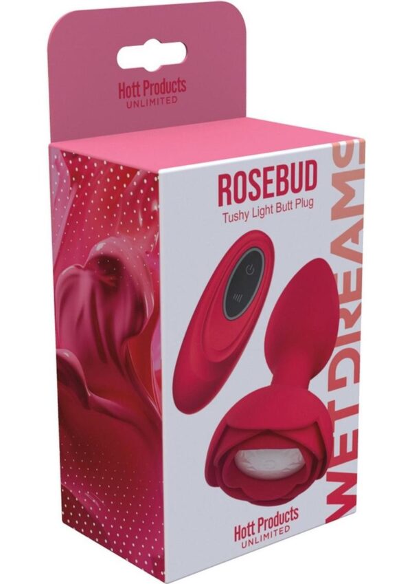 Wet Dreams Rosebud Tushy Light Silicone Butt Plug - Red