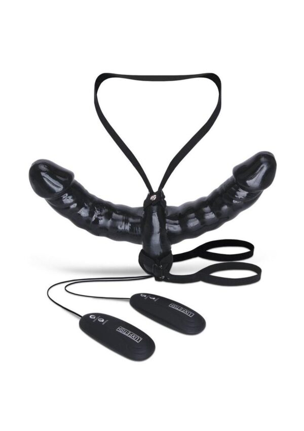 Lux Fetixh Vibrating Pleasure for 2 Double-Ended Strap-On - Black