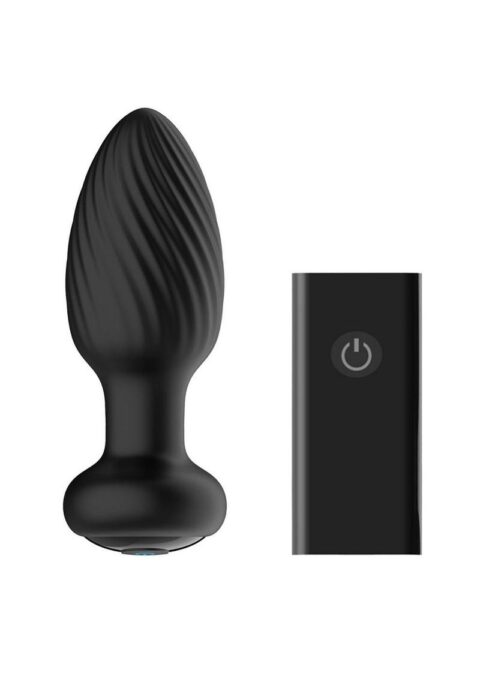 Nexus Tornado Rechargeable Silicone Rotating Butt Plug with Remote - Medium - Black