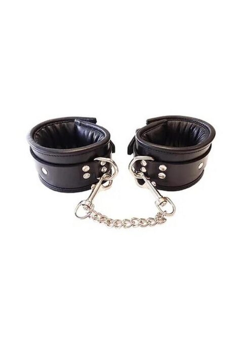 Padded Leather Wrist Cuffs - Black