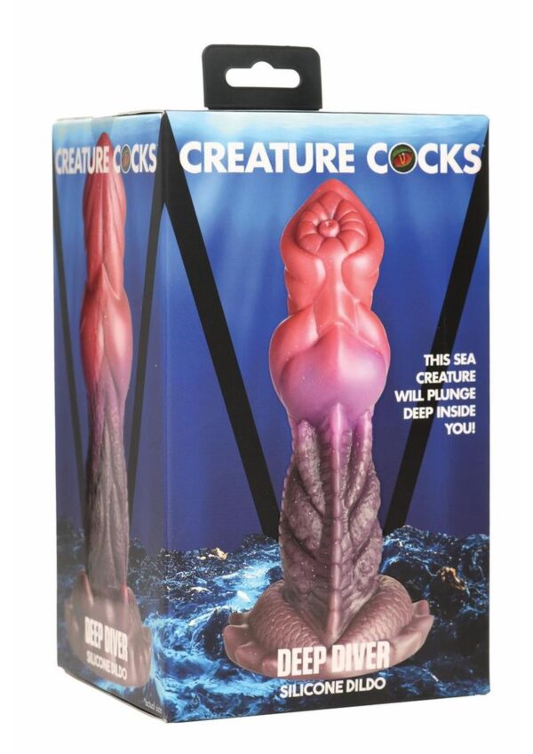 Creature Cocks Deep Diver Silicone Dildo - Red/Brown