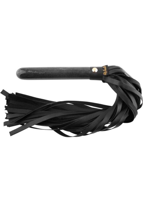 Rouge Fifty Times Hotter Leather Flogger with Marble Handle - Black