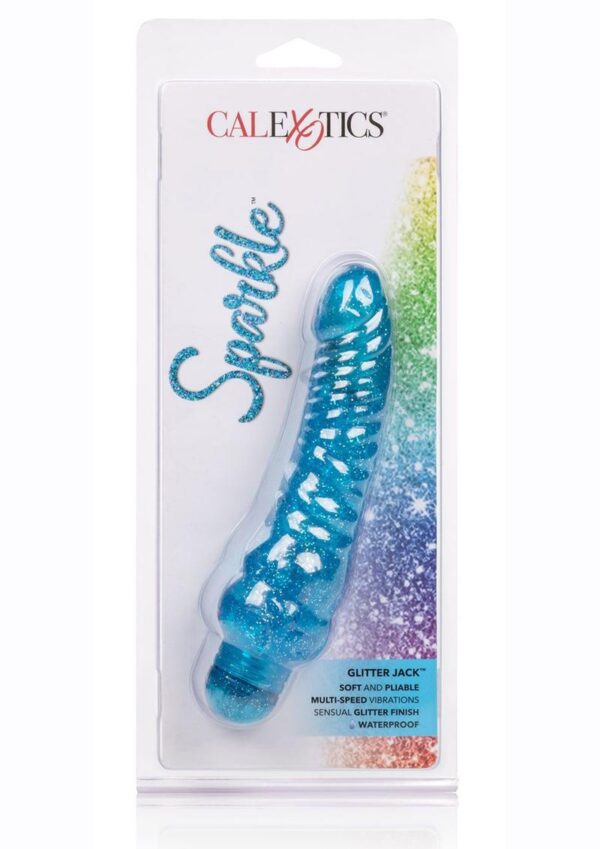 Sparkle Glitter Jack Vibrator Waterproof 5.75in - Blue