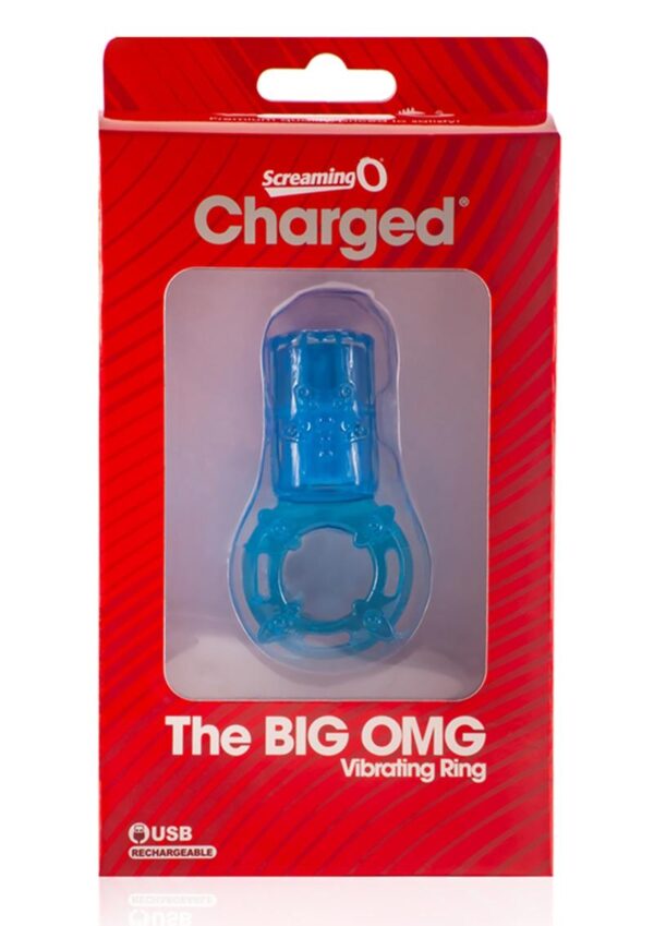 Charged Big OMG Vibrating Ring USB Rechargeable Waterproof Blue