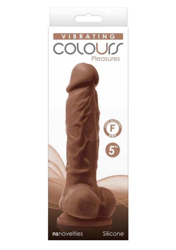 Colours Pleasures Silicone Vibrating Dildo with Balls 5in - Caramel