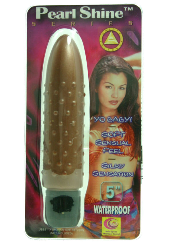 Pearl Shine Bumpy Vibrator 5in - Chocolate