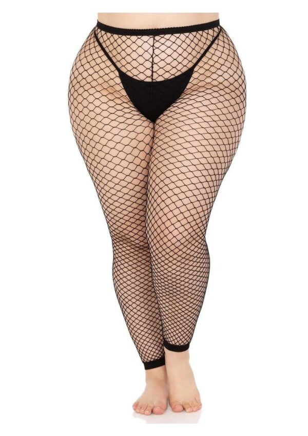 Leg Avenue Industrial Net Footless Tights - 1X-2X - Black