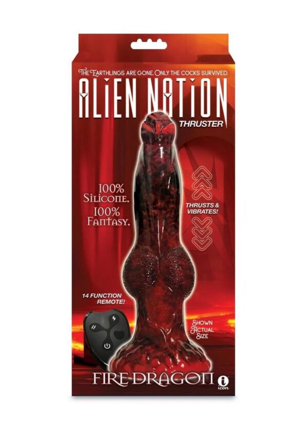 Alien Nation Fire Dragon Silicone Thrusting Dildo - Red/Black