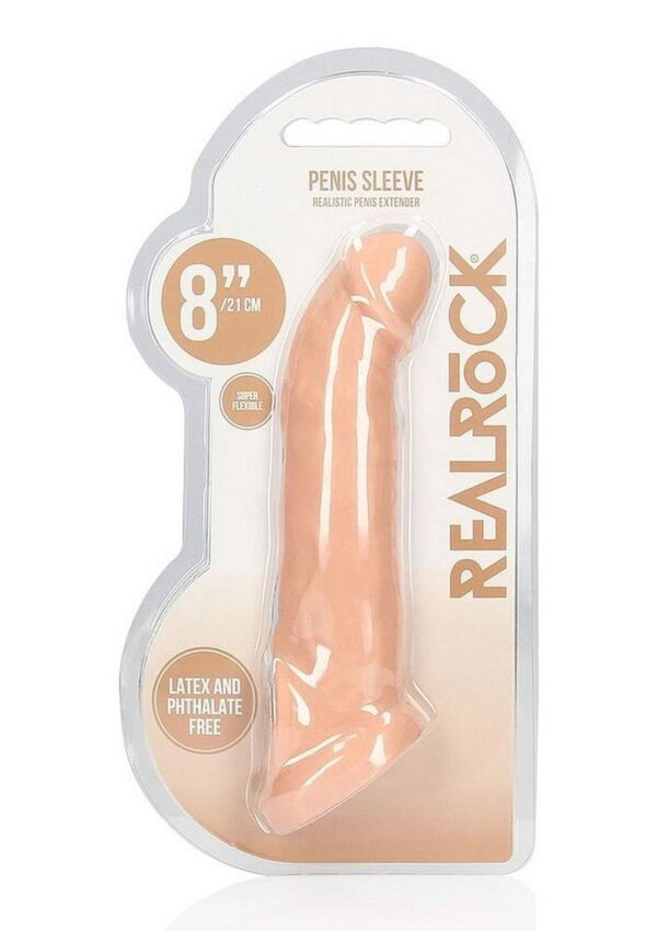 RealRock Skin Penis Extender with Rings 8in - Vanilla