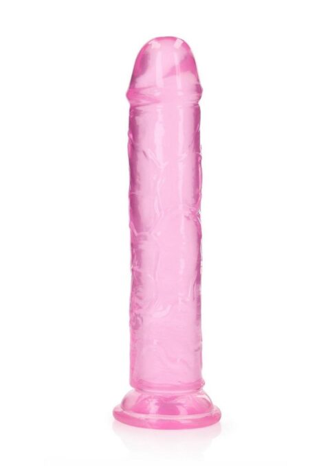 RealRock Crystal Clear Straight No Balls Dildo 9in - Pink