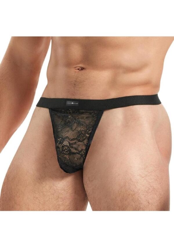 Lace King Lace G-String - Small/Medium - Black