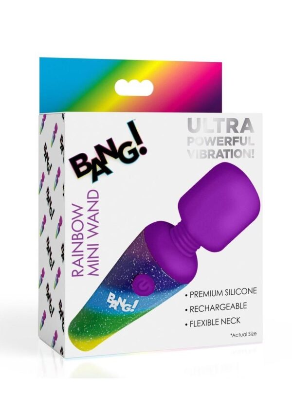 Bang! Rainbow Mini Wand Rechargeable Silicone Vibrator - Multicolor